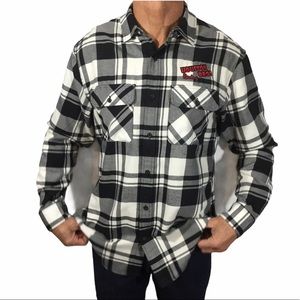 Men’s black checkered flannel button down EUC